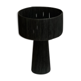 Minimalist black raffia bedside table lamp