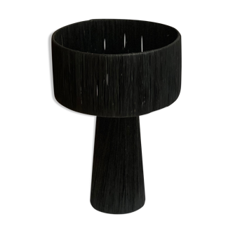 Minimalist black raffia bedside table lamp