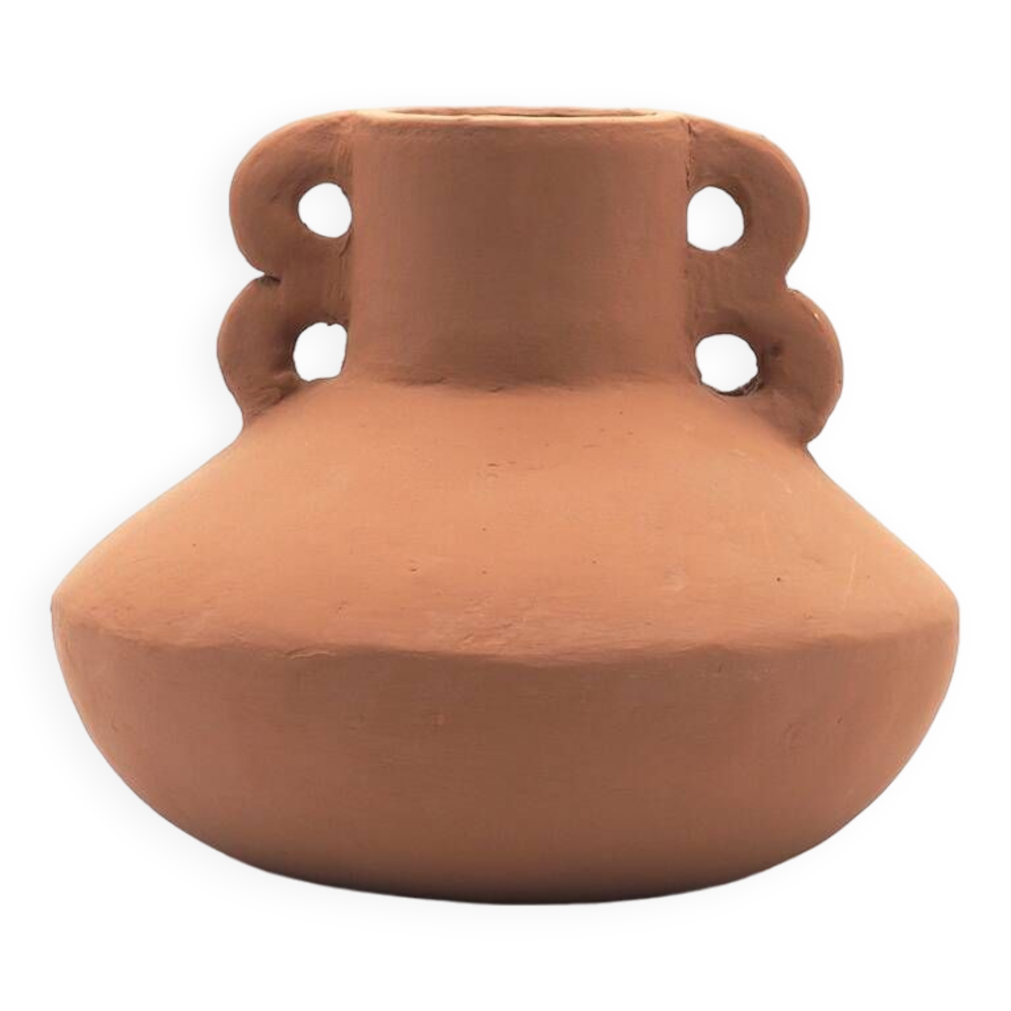 Terracotta vase with terracotta handles