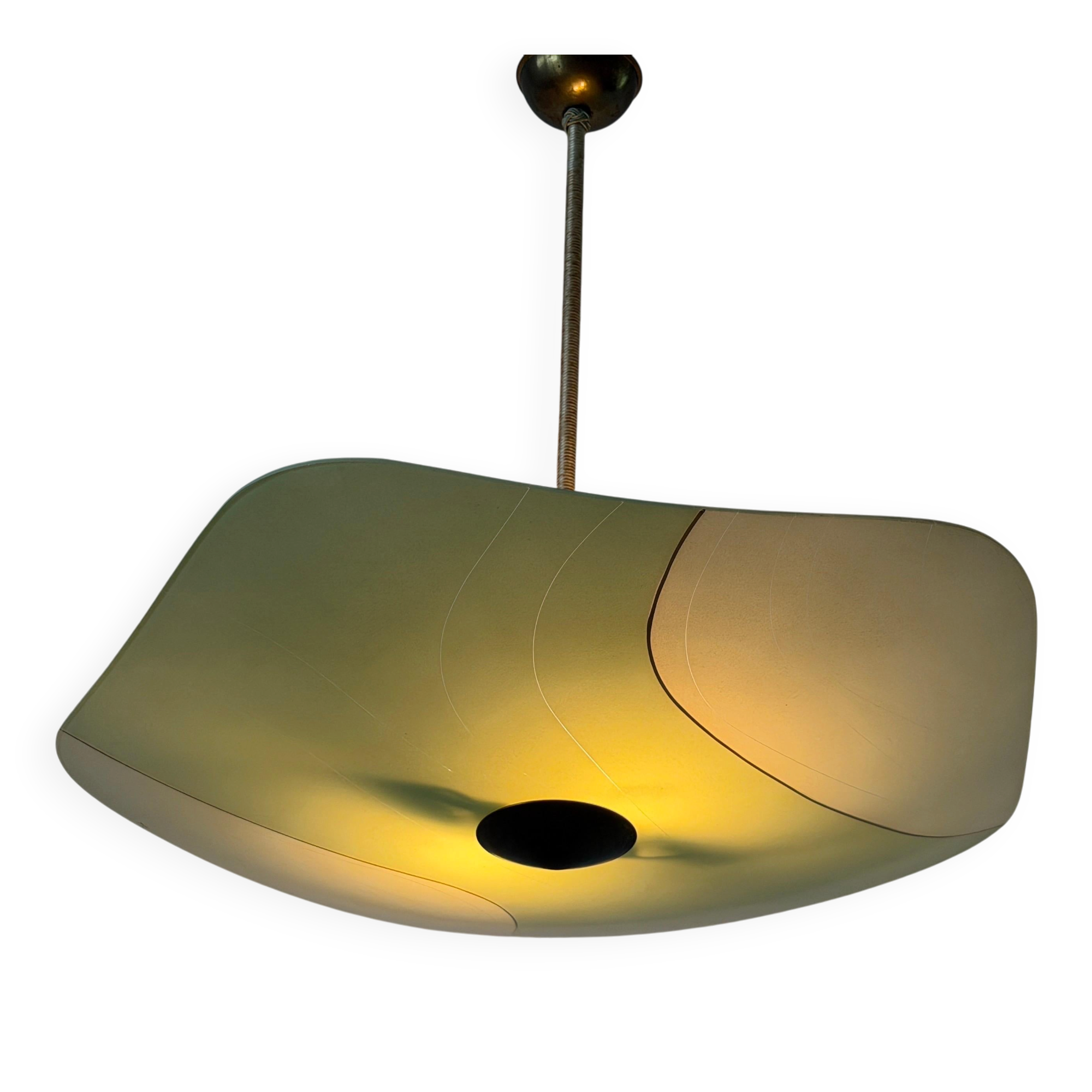 Art Deco pentagonal green glass ceiling light, 1940s, Germany