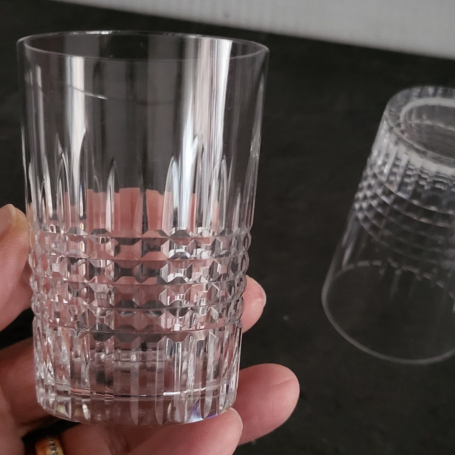 4 vintage crystal tumblers from Baccarat, model Nancy.