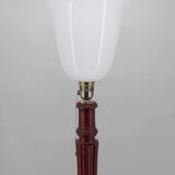 Lampadaire Art Deco en bois sculpté et opaline, France, circa 1925