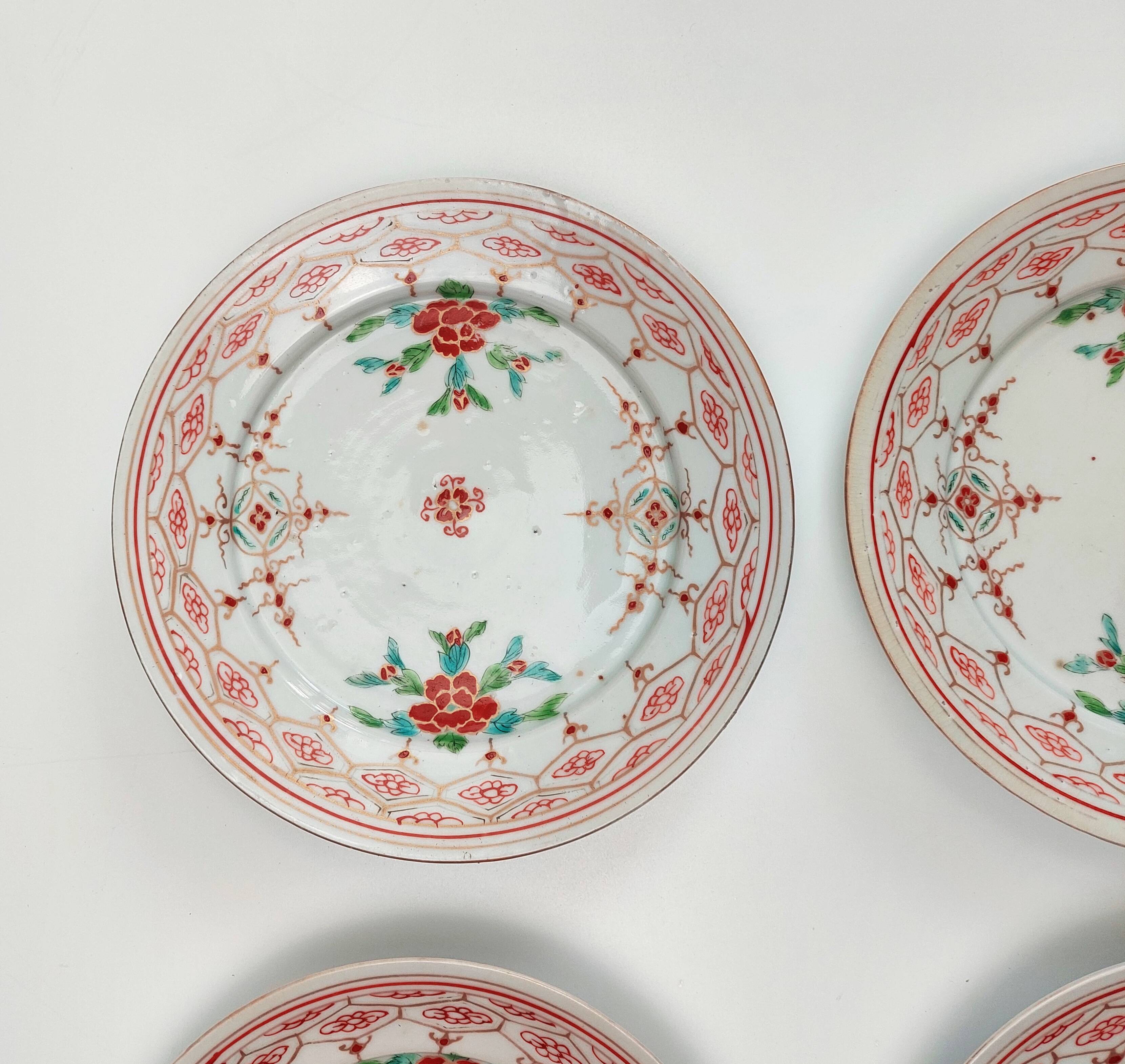 Set of 4 antique Arita porcelain plates