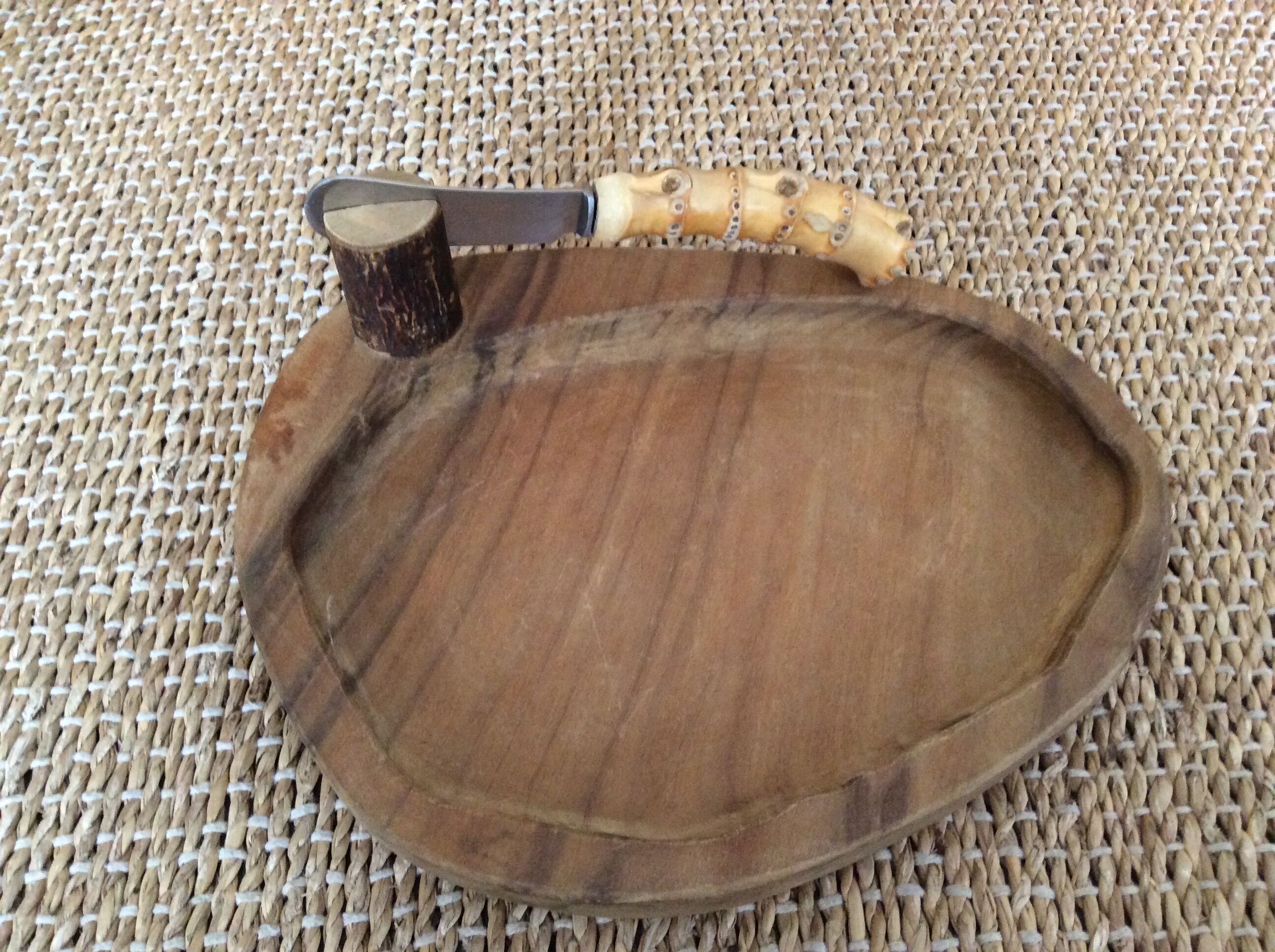 Wooden butter dish and knife
