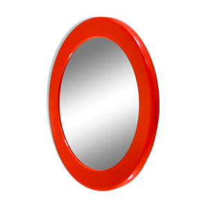 miroir rond orange mural