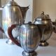 Tea and coffee service in silver-plated metal and wood from the 1930s Art Deco - Wine