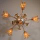 Venetian chandelier in gilded and pink Murano glass, 5 light arms, circa 1930.