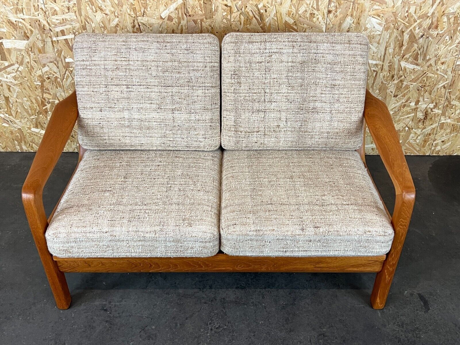 60s 70s teak sofa 2 seater couch J. Kristensen Danish Denmark Design