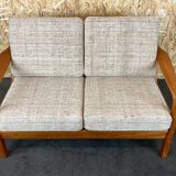 60s 70s teak sofa 2 seater couch J. Kristensen Danish Denmark Design