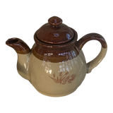 Two-tone stoneware teapot vintage floral pattern