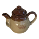 Two-tone stoneware teapot vintage floral pattern