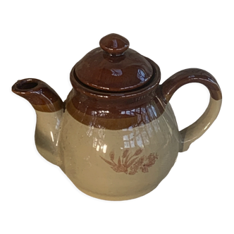 Two-tone stoneware teapot vintage floral pattern