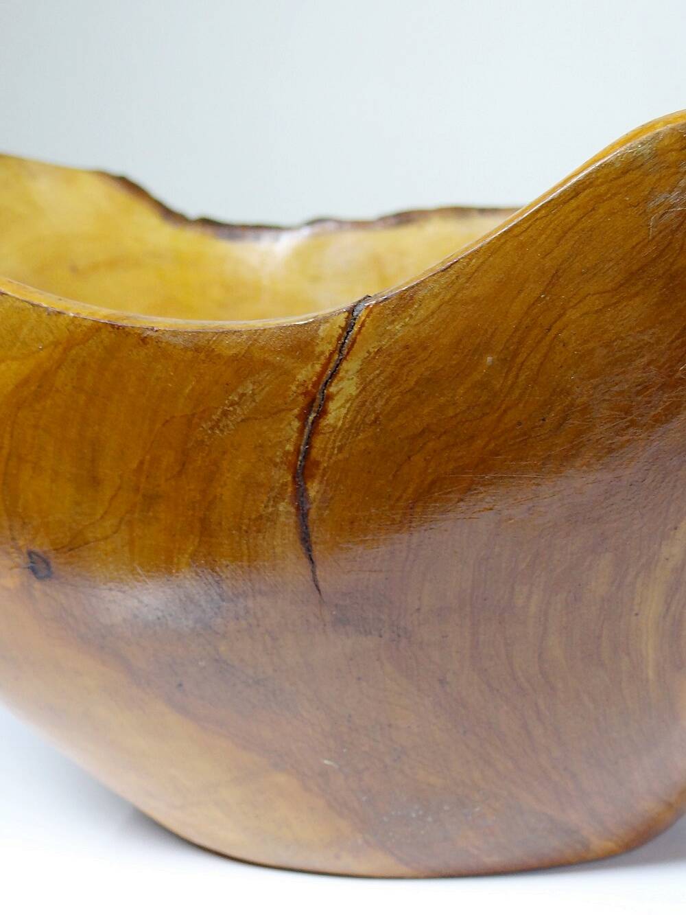 Large olive wood bowl Riviera brutalist craftsmanship circa 1950