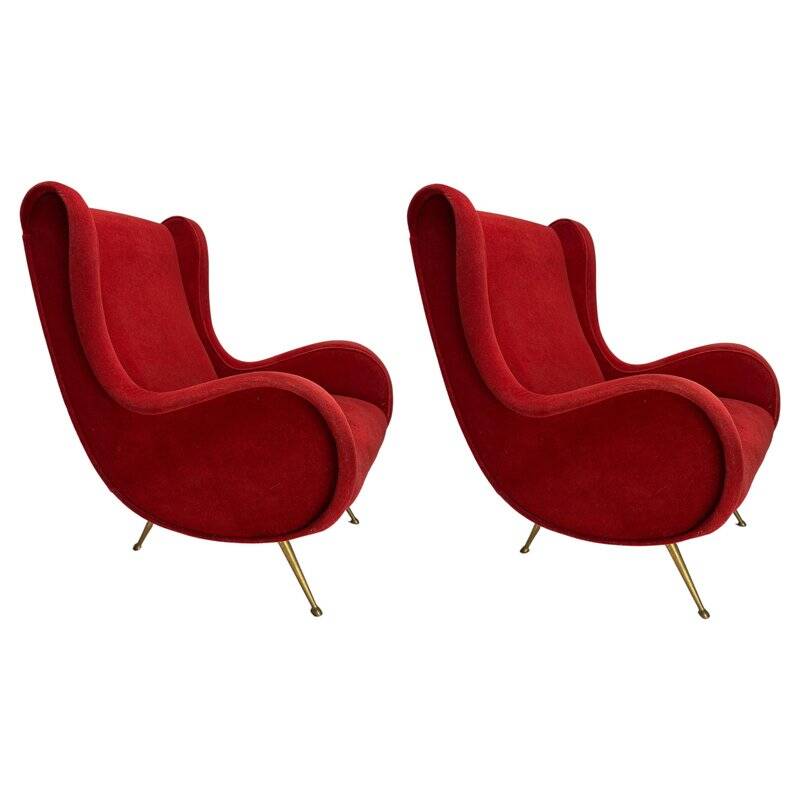 Set of Italian Senior Chairs / Lounge Chairs in the style of Marco Zanuso, 1950s