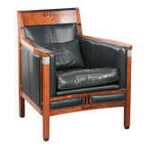 Art Deco design black leather armchair in good condition