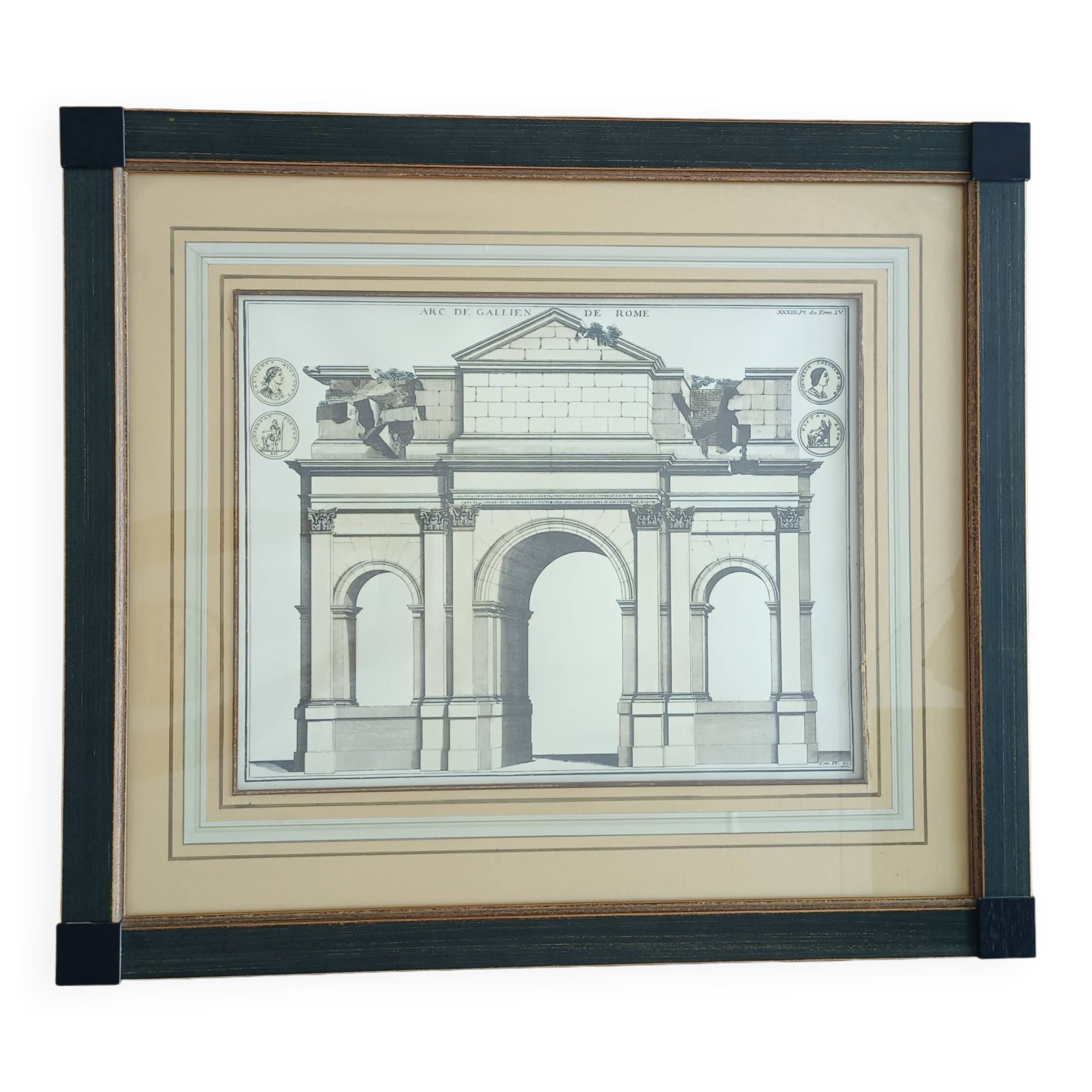 Architectural pencil drawing of the Arch of Gallienus in Rome 57x65x2 cm