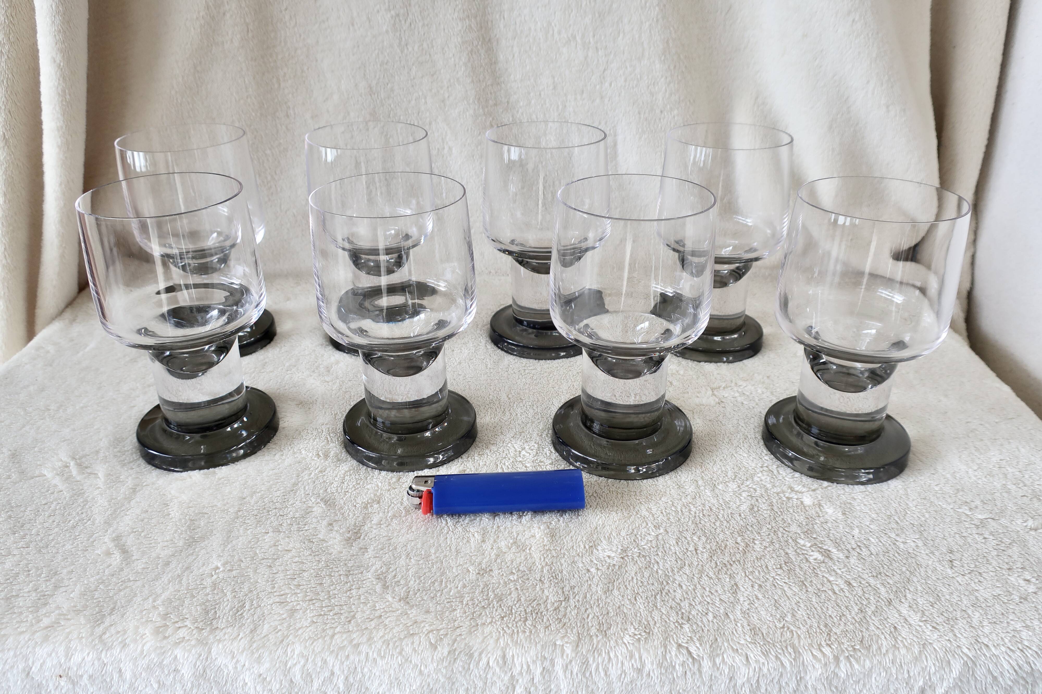 8 Scandinavian Drinking Glasses in Crystal 1970s