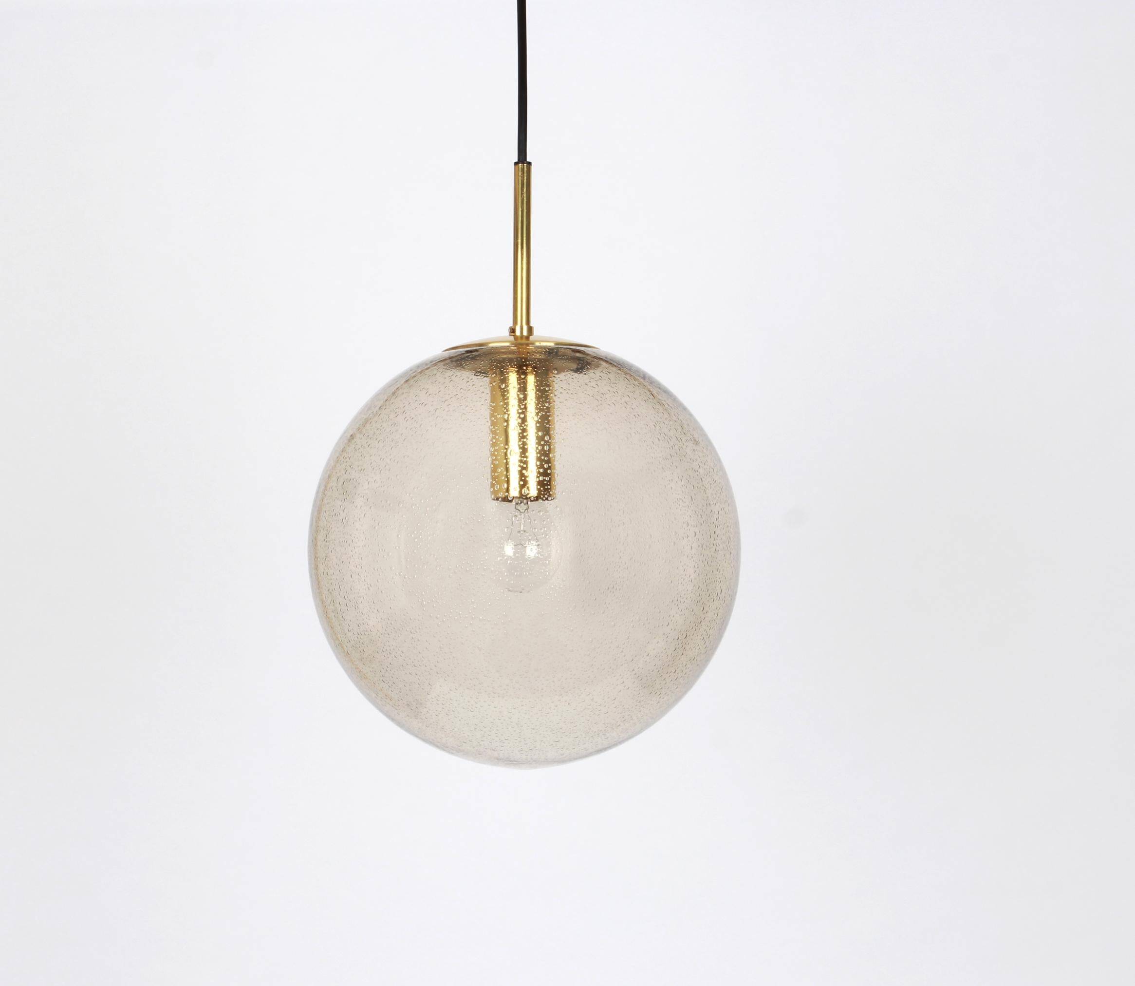 Limburg pendant light with smoked glass ball, Germany, 1970s