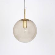 Limburg pendant light with smoked glass ball, Germany, 1970s