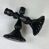 Pair of black opaline candlesticks