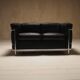 Cassina LC2 vintage two-seater sofa by Charlotte Perriand and Le Corbusier