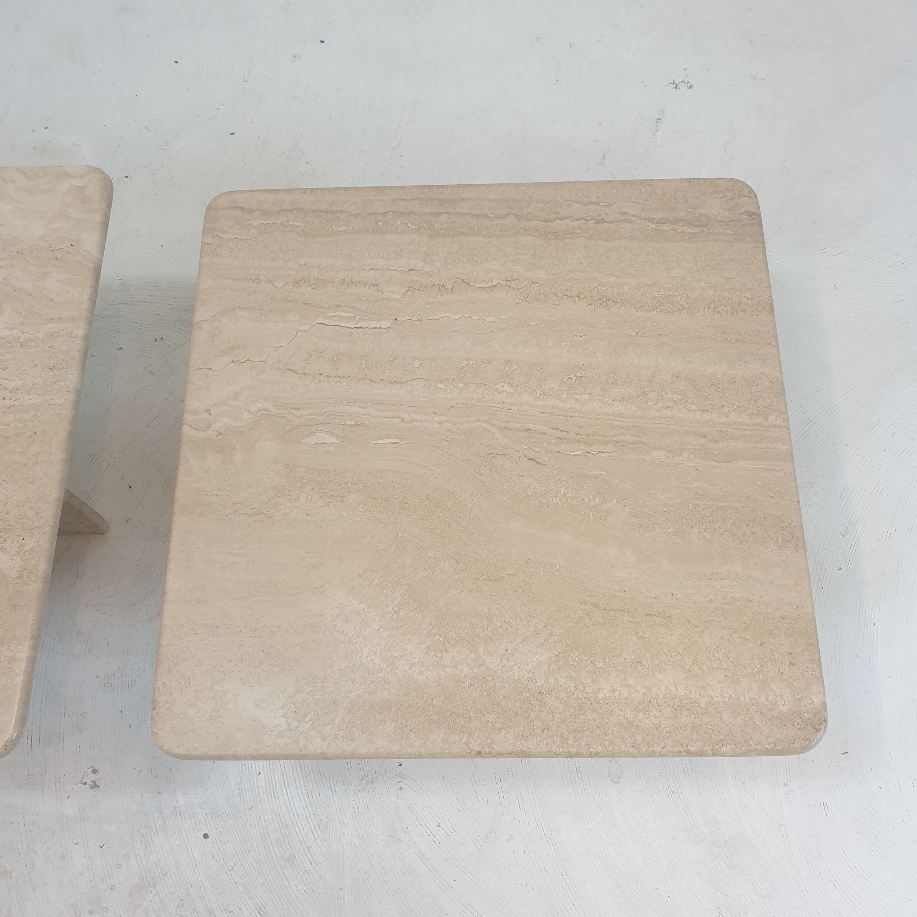 Set of 3 italian travertine coffee or side tables, 1980s