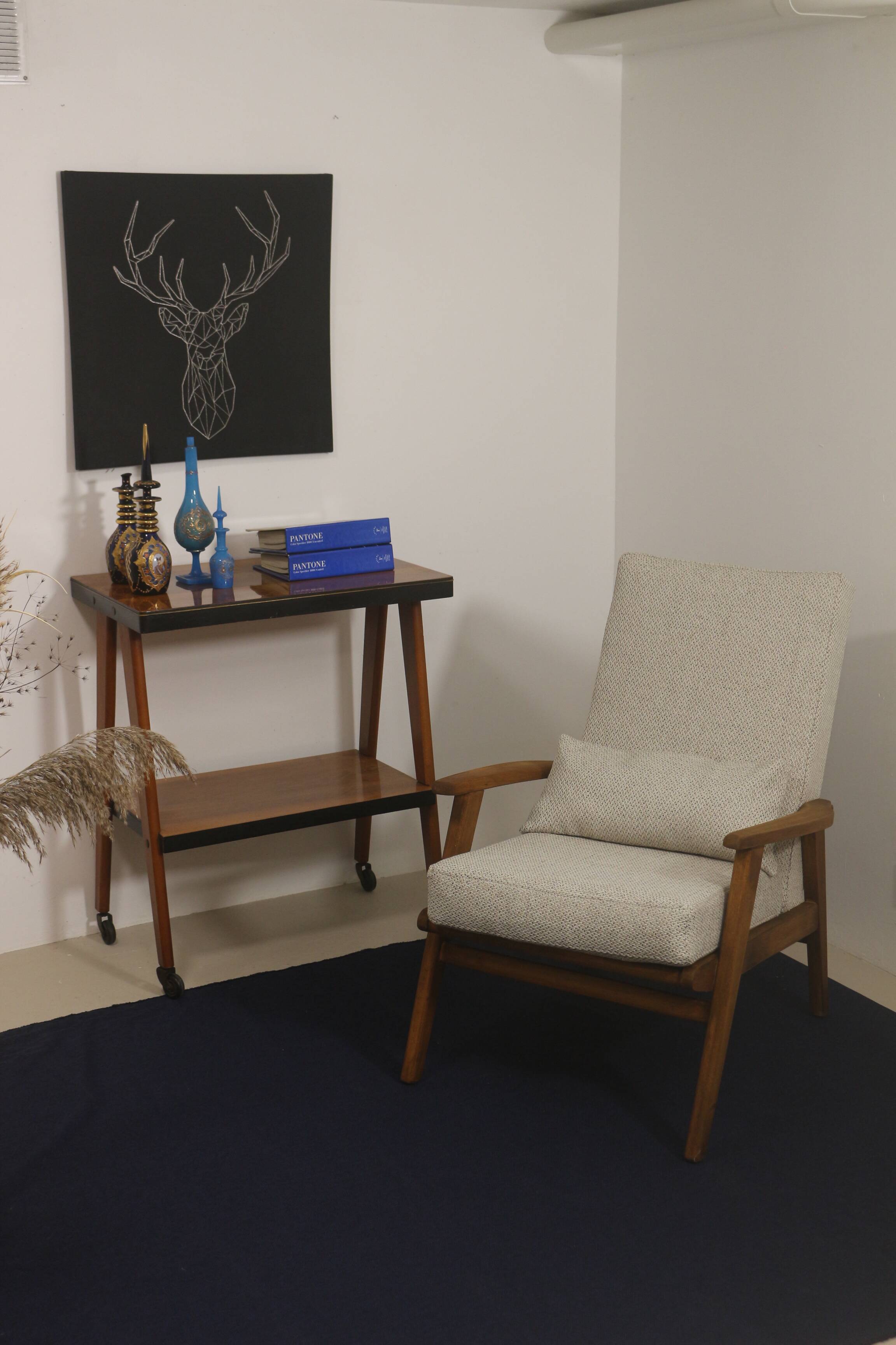 Scandinavian armchair 1960 rounded armrests