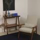 Scandinavian armchair 1960 rounded armrests