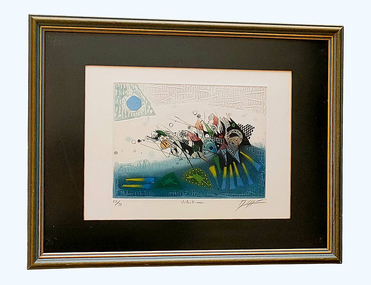 Tableau georges dussau (1947) - gravure 6/99 sur papier gaufré, «vibration»