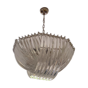 lustre avec trois appliques Murales Triedri Venini italie années 1970