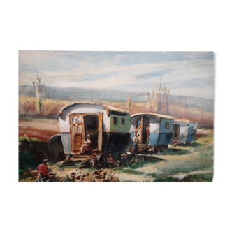 Huile sur carton toilé signé