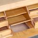 Sloped wooden desk in light wood, ideal for remote work. Secret drawer.