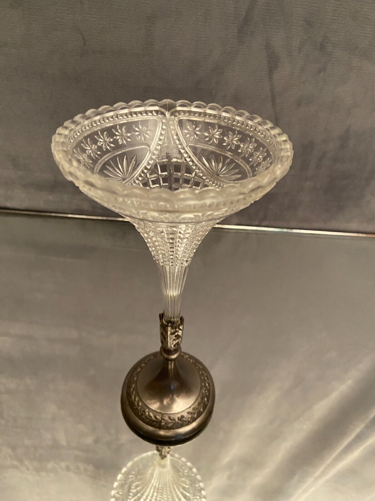 Vase bouquetière cornet in cut crystal Louis XVI style late nineteenth early twentieth