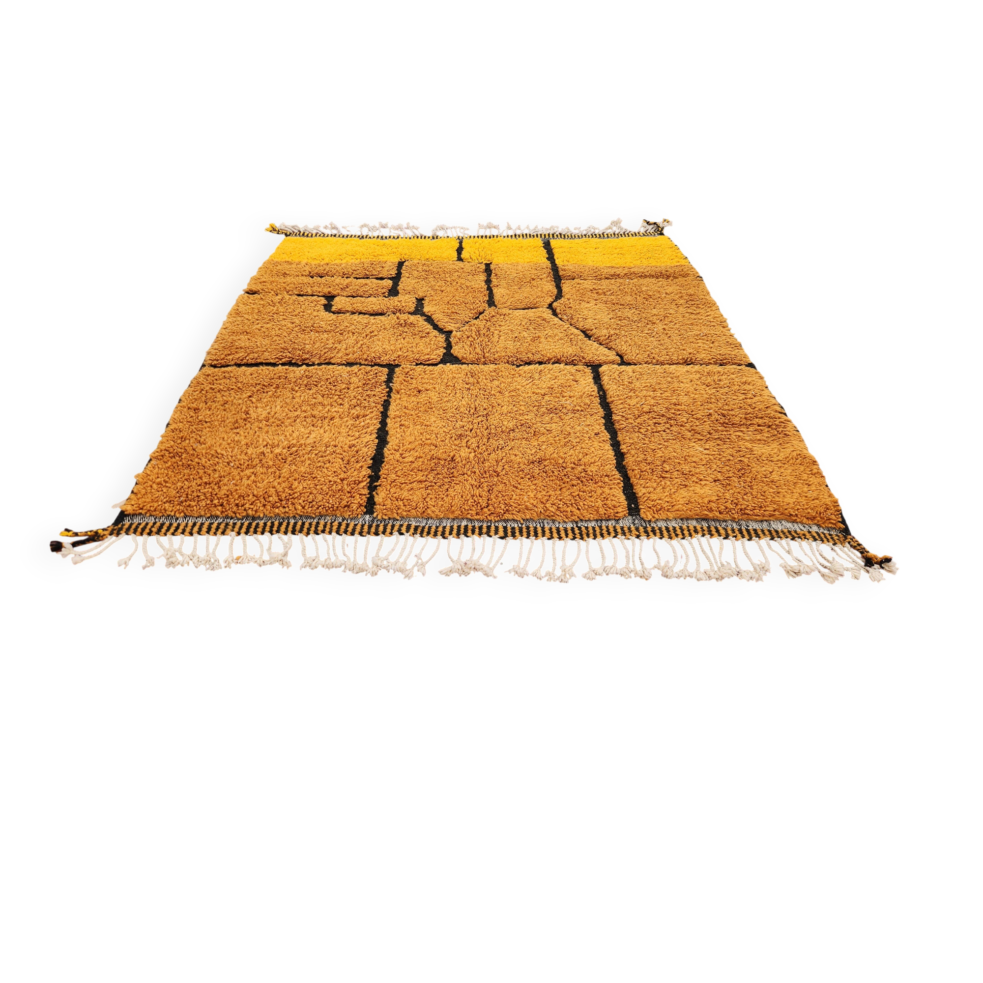 Authentic Beni Ouarain Rug 220x212 cm – Natural Ochre Wool