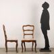 Group of 4 antique Baroque chairs in walnut, Italy, 18th century.