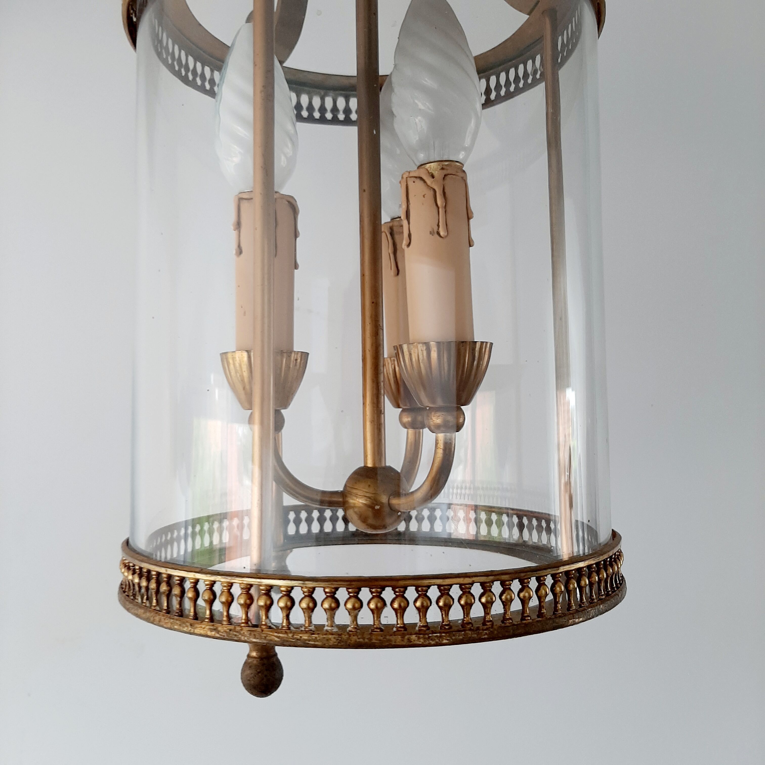 Suspension vintage laiton et verre