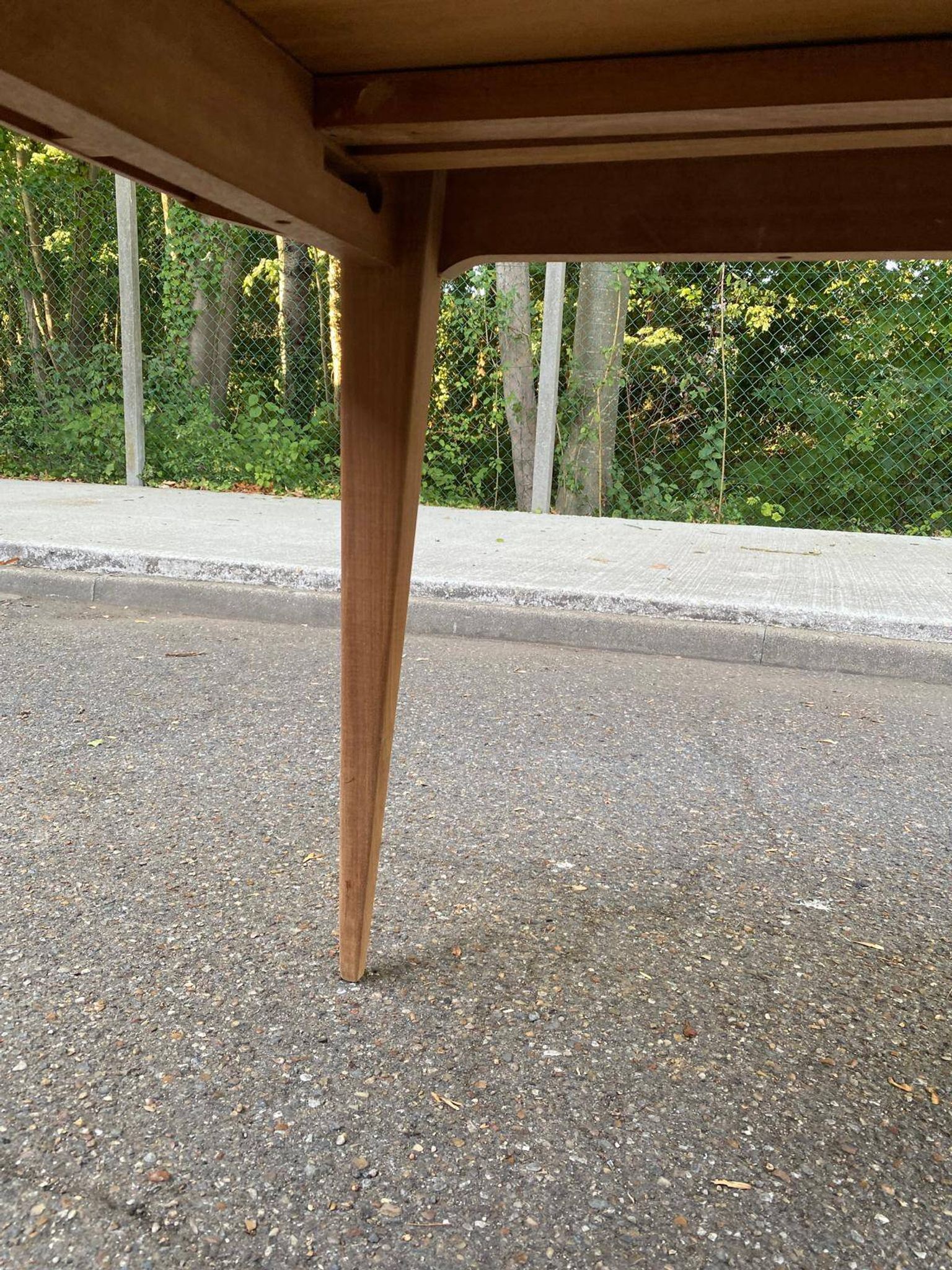 Scandinavian design extendable dining table stripped in raw teak 1960