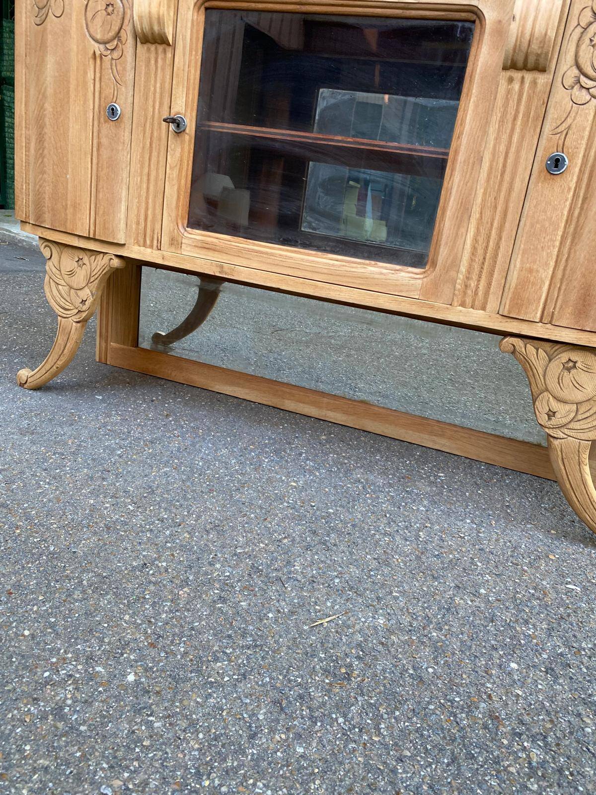 Vintage wooden display cabinet art deco 1940s