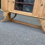 Vitrine vaisselier vintage en bois massif art déco 1940