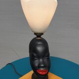 Ceramic lamp bust african woman vintage 1950