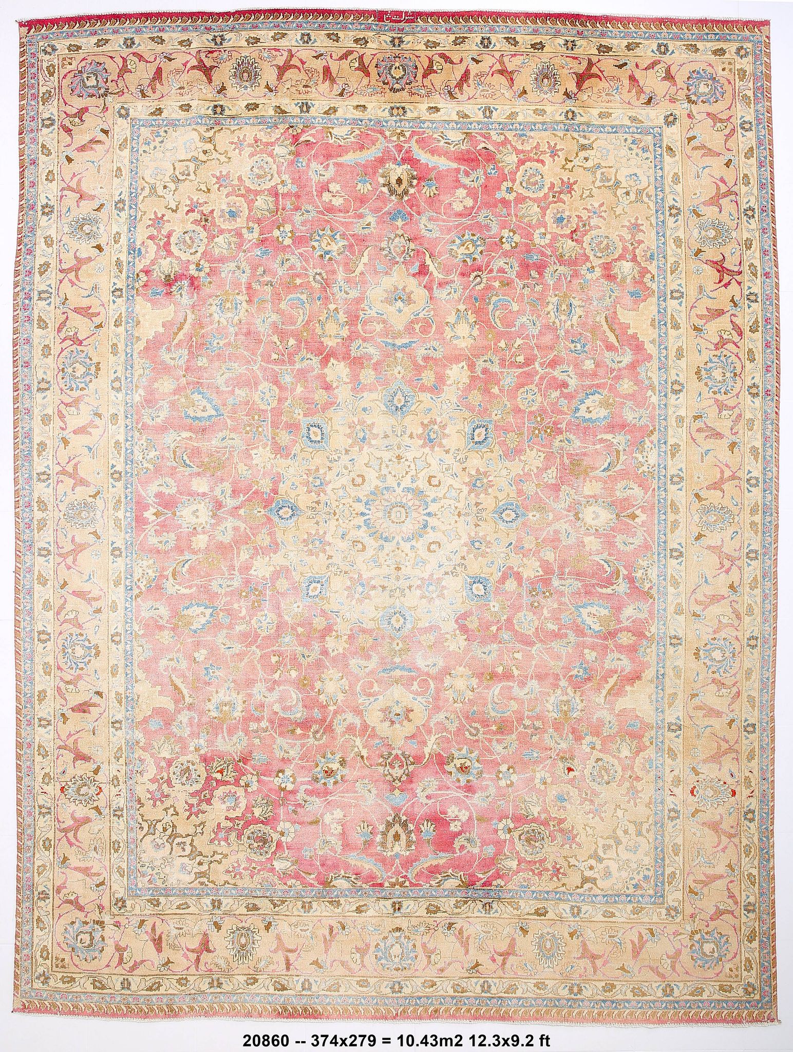 9x12 Pale Red & Cream Classic Persian Rug, 279x374Cm