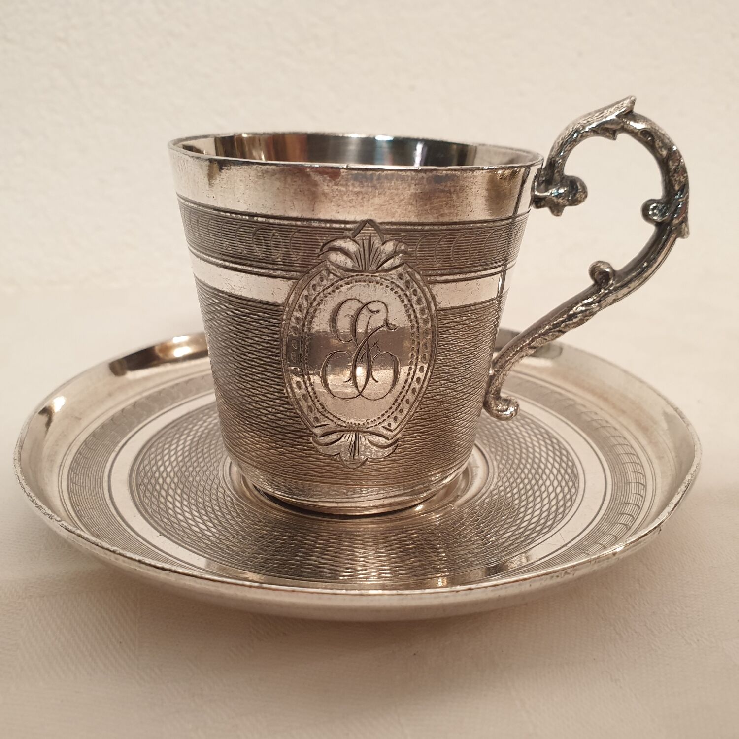 2 silver metal cups