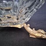 Glass centerpiece, bronze base in the shape of fish