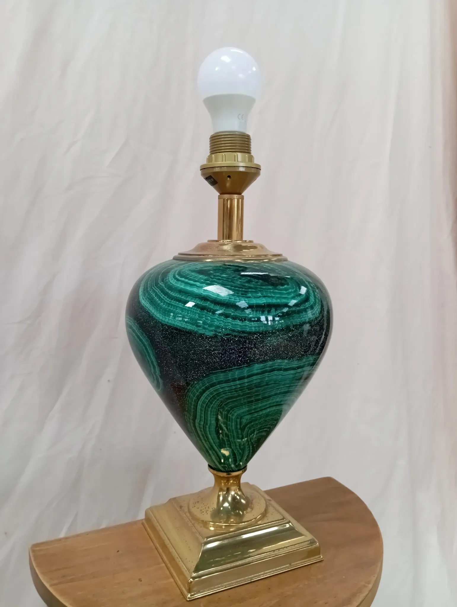 Ceramic lamp with gold metal from the 80s