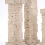 Set of 3 Marble Art Marta travertine column candle holders