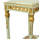 Console d'appoint ancienne en marbre vert doré d'époque Louis XVI