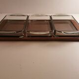 Vintage teak aperitif and 70s smoked glass