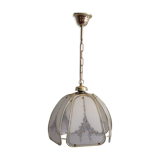 Gold metal pendant lamp and Murano glass panels by Eglo Leuchten Austria 1970