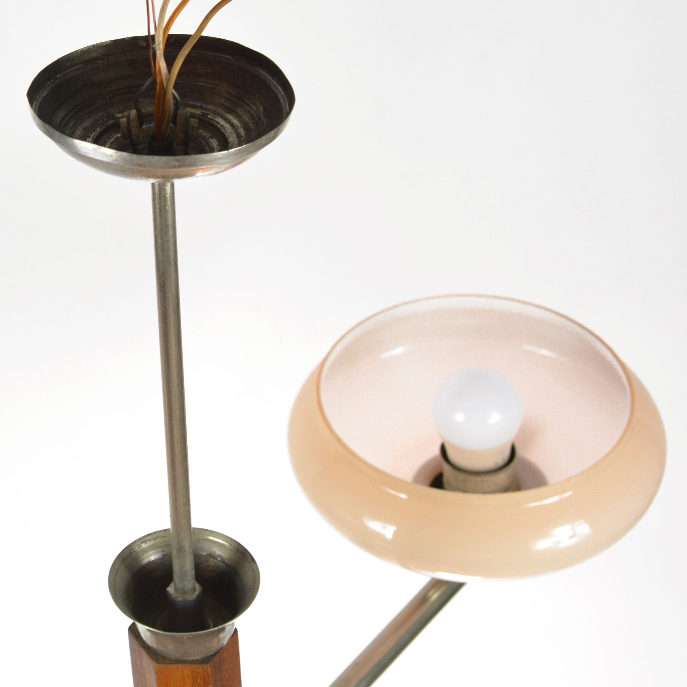 1950s art deco chandelier, Spółdzielnia Pracy Metal Kraków, Poland