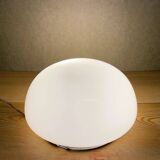 Pair white opaline glass flush mount ceiling or wall lamps